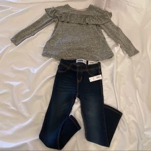 Girl’s Snuggly Top and NWT Jeans - Size 5T